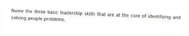 Name the three basic leadership skills that are at the core of identifying and solving people problems.