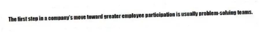 The first step in a company's move toward greater employee participation is usually problem-solving teams.