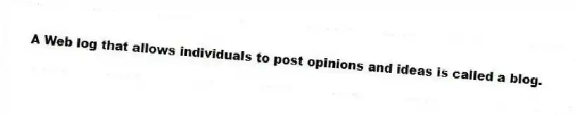 A Web log that allows individuals to post opinions and ideas is called a blog.