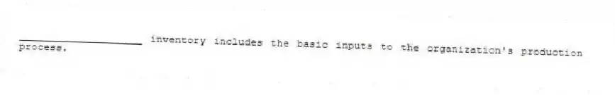 ____________________ inventory includes the basic inputs to the organization's production process.