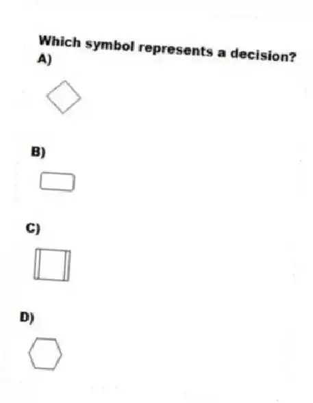 Which symbol represents a decision?
