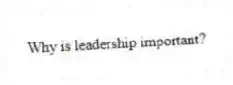 Why is leadership important?