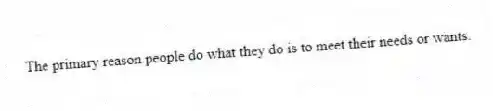 The primary reason people do what they do is to meet their needs or wants.