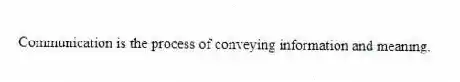 Communication is the process of conveying information and meaning.