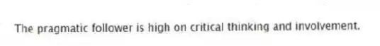 The pragmatic follower is high on critical thinking and involvement.