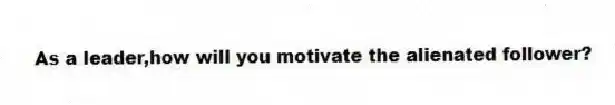 As a leader,how will you motivate the alienated follower?