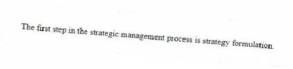 The first step in the strategic management process is strategy formulation.