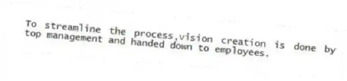 To streamline the process,vision creation is done by top management and handed down to employees.