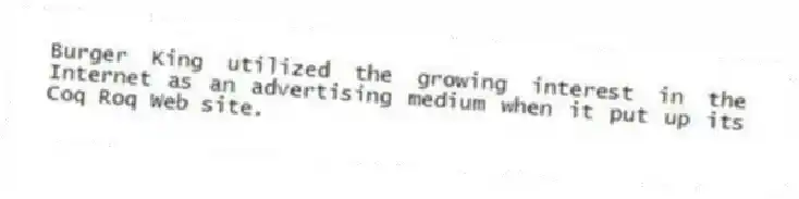 Burger King utilized the growing interest in the Internet as an advertising medium when it put up its Coq Roq Web site.