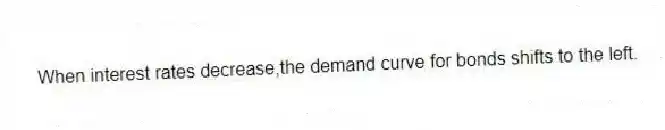 When interest rates decrease,the demand curve for bonds shifts to the left.
