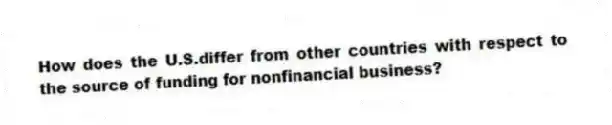 How does the U.S.differ from other countries with respect to the source of funding for nonfinancial business?