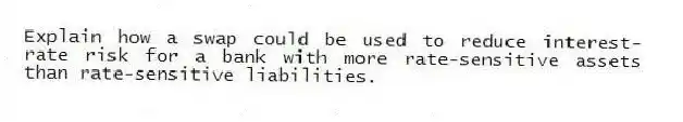 Explain how a swap could be used to reduce interest-rate risk for a bank with more rate-sensitive assets than rate-sensitive liabilities.