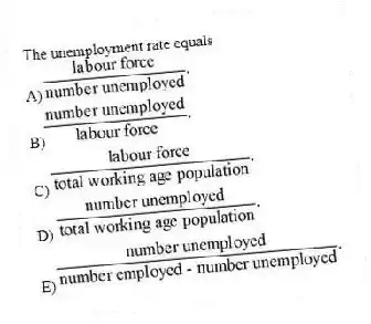 The unemployment rate equals
