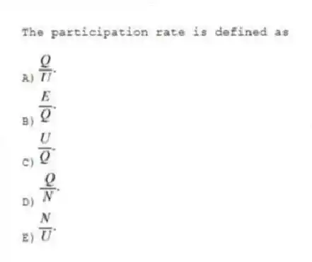 The participation rate is defined as