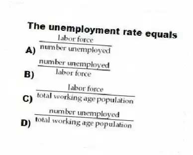 The unemployment rate equals
