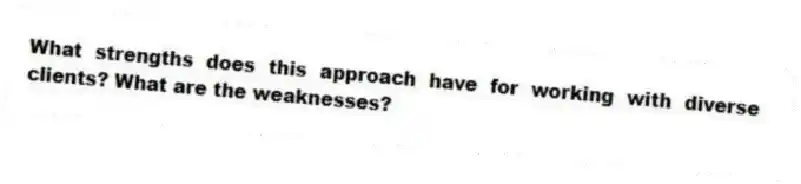 What strengths does this approach have for working with diverse clients? What are the weaknesses?
